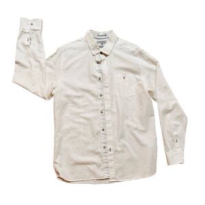 TED BAKER ~ Men’s Off-White Cotton Linen Blend Lightweight Dress Shirt size S